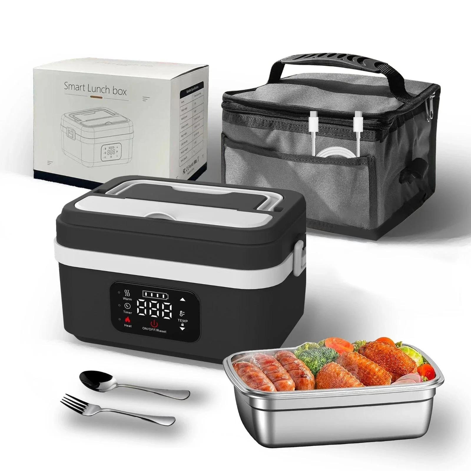Wireless Electric Lunch Box – 8000mAh Battery 60W Heating 1L Stainless Steel Warmer - Image 8