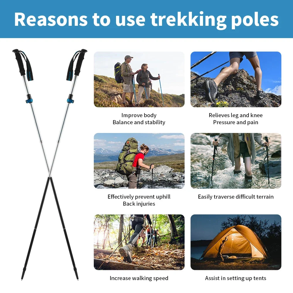 Ultralight Folding Trekking Pole – Adjustable Aluminum Hiking Walking Stick for Camping & Backpacking - Image 7