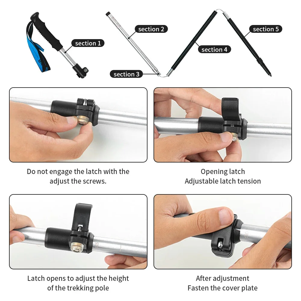 Ultralight Folding Trekking Pole – Adjustable Aluminum Hiking Walking Stick for Camping & Backpacking - Image 4