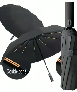 Alternative view of 24-Rib Windproof Compact Folding Umbrella – Dual-Use UV Sunshade & Rainproof Travel Umbrella for Men & Women