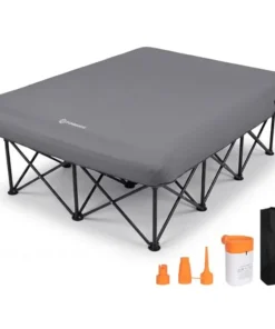 Queen Camping Cot with Electric Pump – 2-Person Inflatable Air Mattress & Folding Frame