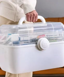 Alternative view of 3-Layer Foldable First Aid Medicine Storage Box – Portable Multi-Compartment Organizer