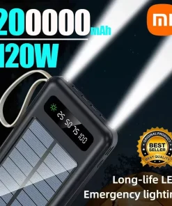 Alternative view of 200000mAh Solar Power Bank – Ultra High Capacity Fast Charging Portable Charger with Built-in Cables & LED Light