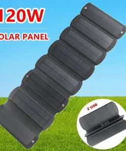 120W Foldable Solar Panel Dual USB 5V Solar Charger | Waterproof Solar Cell Portable Power for Camping and Hiking