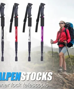 Alternative view of 1/2Pcs Light Aluminum Alloy Folding Walking Sticks - High-Quality 4-Section Telescopic Trekking Poles for Hiking and Climbing