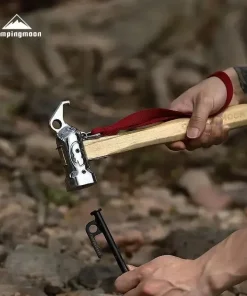 Alternative view of 1PCS Outdoor Multi-purpose Stainless Steel Copper Head Nail Puller Camping Hammer with Safety Rope - Fixed Tent Nail Tool