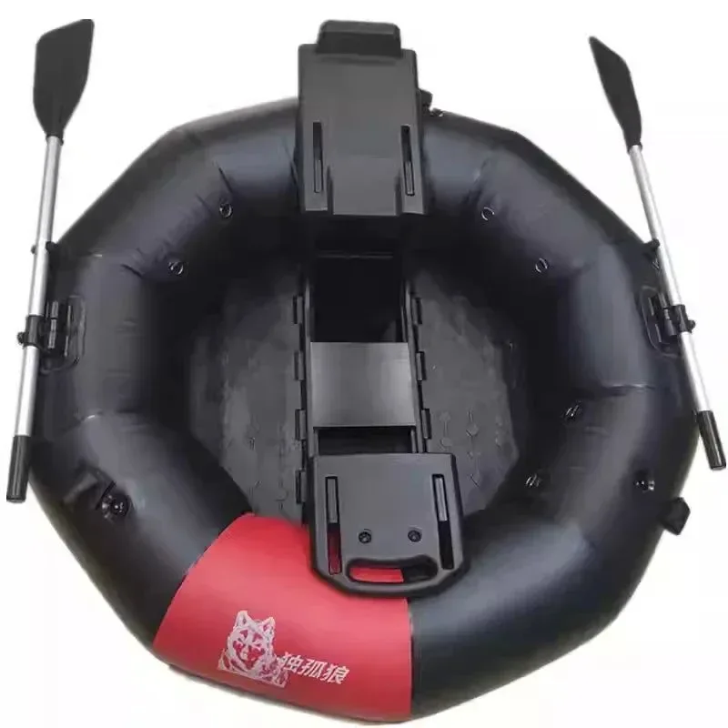 2-Minute Foldable Inflatable Fishing Boat with Electric Motor Port, 250kg Capacity Solo Pontoon Raft - Image 6