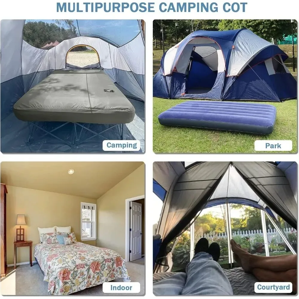 2-Person Camping Cot with Inflatable Air Mattress – Folding Bed with 500 lb Capacity & Carry Bag for Camping & Home Use - Image 5