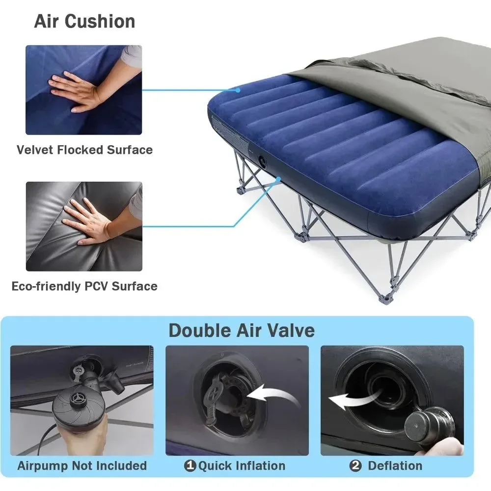 2-Person Camping Cot with Inflatable Air Mattress – Folding Bed with 500 lb Capacity & Carry Bag for Camping & Home Use - Image 6