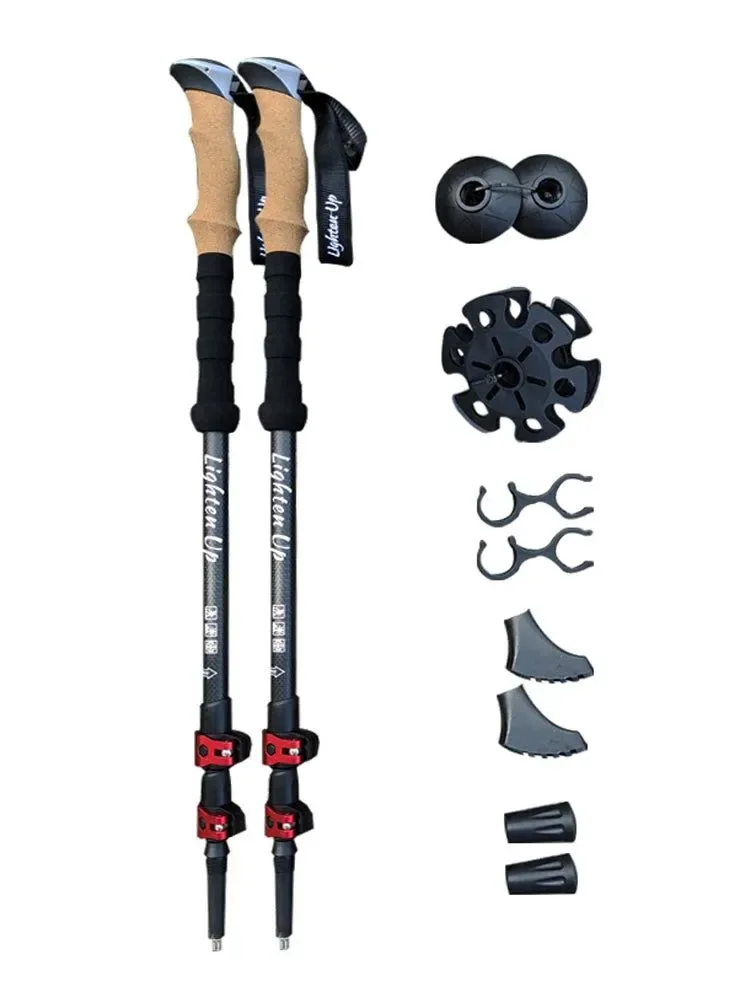 2Pcs Ultra-Light Telescopic Trekking Poles: Folding Mountaineering Staffs with Aluminum/Carbon Construction - Image 9