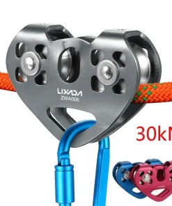 Alternative view of 30kN Heavy-Duty Climbing Pulley – Aluminum Alloy Cable Trolley with Ball Bearing for Rock/Ice Climbing, Caving & Rescue Operations