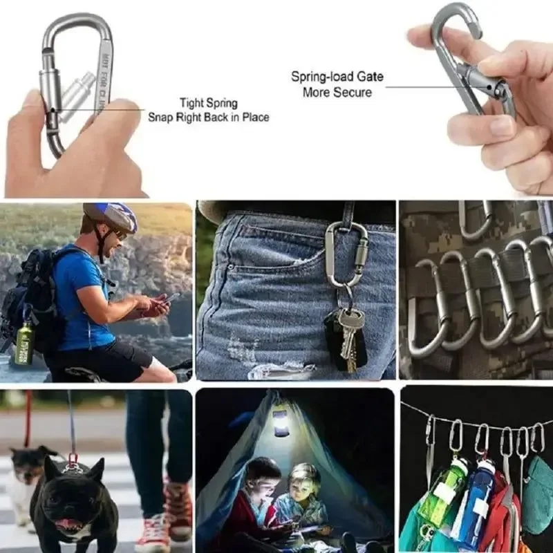 4Pcs Carabiner Set - Tactical Aluminum Alloy Carabiner Hooks for Camping, Survival, EDC, and Outdoor Activities - Image 4