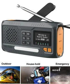 Alternative view of DAB/FM Bluetooth Solar Emergency Radio – Hand Crank, LED Flashlight & SOS