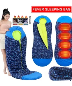 Electric Heated Sleeping Bag – USB Powered 4-Zone Heating, Waterproof Winter Mummy Bag (190×75cm)