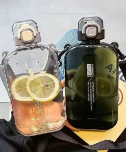 Alternative view of 750ml Slim Flat Square Water Bottle – BPA-Free Transparent Sports Bottle with Pop-Up Straw for Travel & Outdoor Use