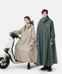 Unisex Long Waterproof Oxford Rain Poncho with Hood
