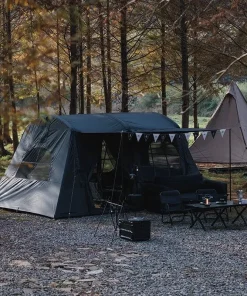 3-4 Person Inflatable Auto Camping Tent with Wood Stove Port – 600D Oxford Multi-Room