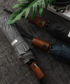 Alternative view of Parachase Automatic Umbrella – 10-Rib Golf Sun Umbrella, Wooden Handle, Windproof & UPF50+ (3 Colors)