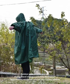 Alternative view of Ultralight Waterproof Poncho Tarp – 40D Silicone Nylon, 290g, Reflective Strips for Hiking & Camping