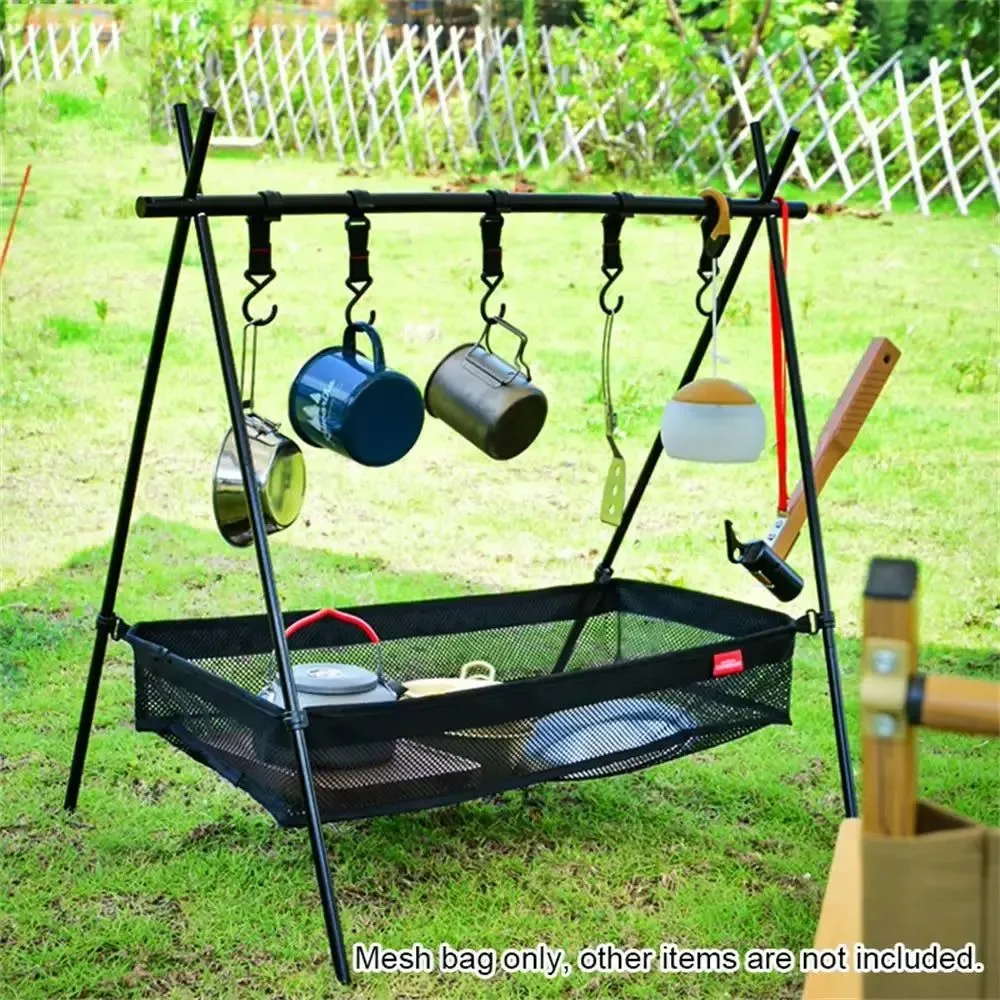 Under-Table Hanging Mesh Storage Organizer for Camping Tables & Tripods – M/L, 4 Clip Hooks - Image 2
