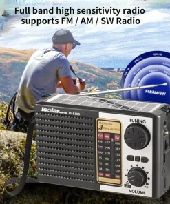 Wireless Bluetooth Speaker with LED Flashlight - FM AM SW Radio, Solar Charging, Emergency Full Band High Sensitivity Portable Radio